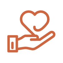 Corazón en la mano icono hover